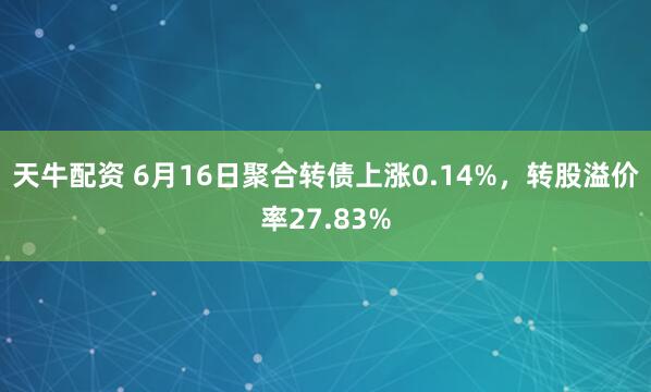 天牛配资 6月16日聚合转债上涨0.14%，转股溢价率27.83%
